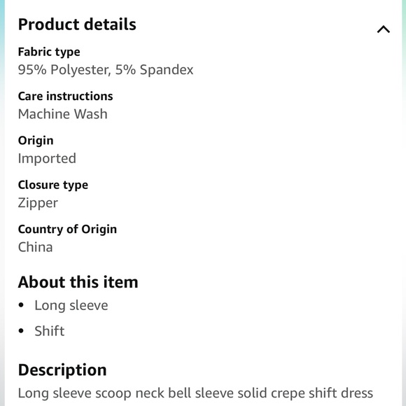 👗 Women's Long Sleeve Solid Shift Dress - Picture 5 of 5